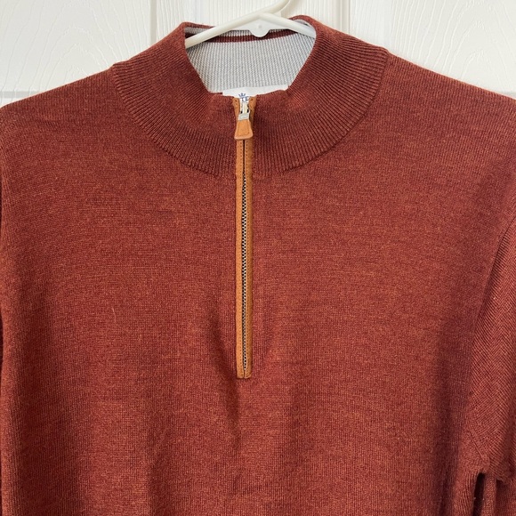 Peter Millar Wool Silk Suede Trim 1/4 Zip Sweater - M - Picture 6 of 9